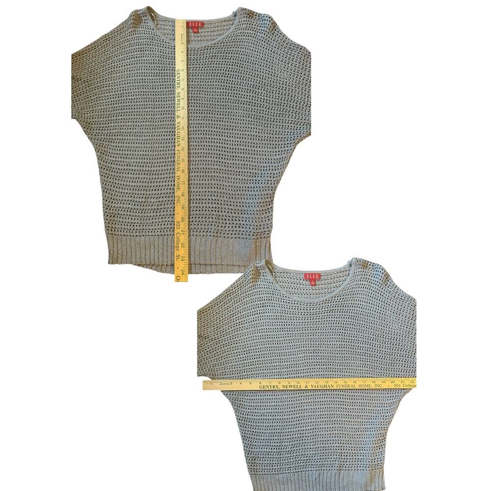 Elle Silver Gray Open Light Weight Knit Sweater Butterfly Sleeves Women Sz Med - Picture 3 of 4